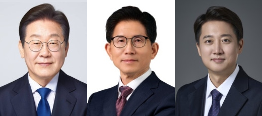 더불어민주당 이재명 후보(좌), 국민의힘 김문수 후보(중간), 개혁신당 이준석 후보(우) ⓒ선거관리위원회