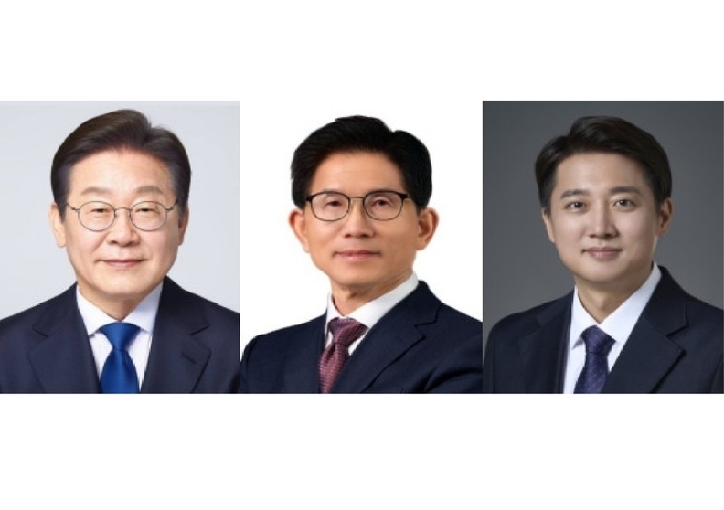 더불어민주당 이재명 후보(좌), 국민의힘 김문수 후보(중간), 개혁신당 이준석 후보(우) ⓒ선거관리위원회